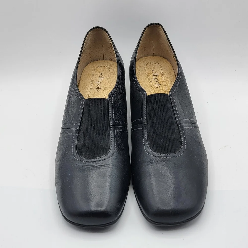 SoftSpots Black‎ Leather Wedge Size 12M. #1323